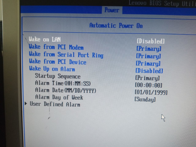 Lenovo Bios Automatic Power On